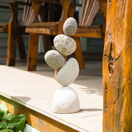 19” Flat Stone Cairn - Happy Gardens
