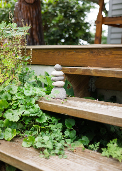 Happy Gardens - 5 Stone Cairn Garden Statue
