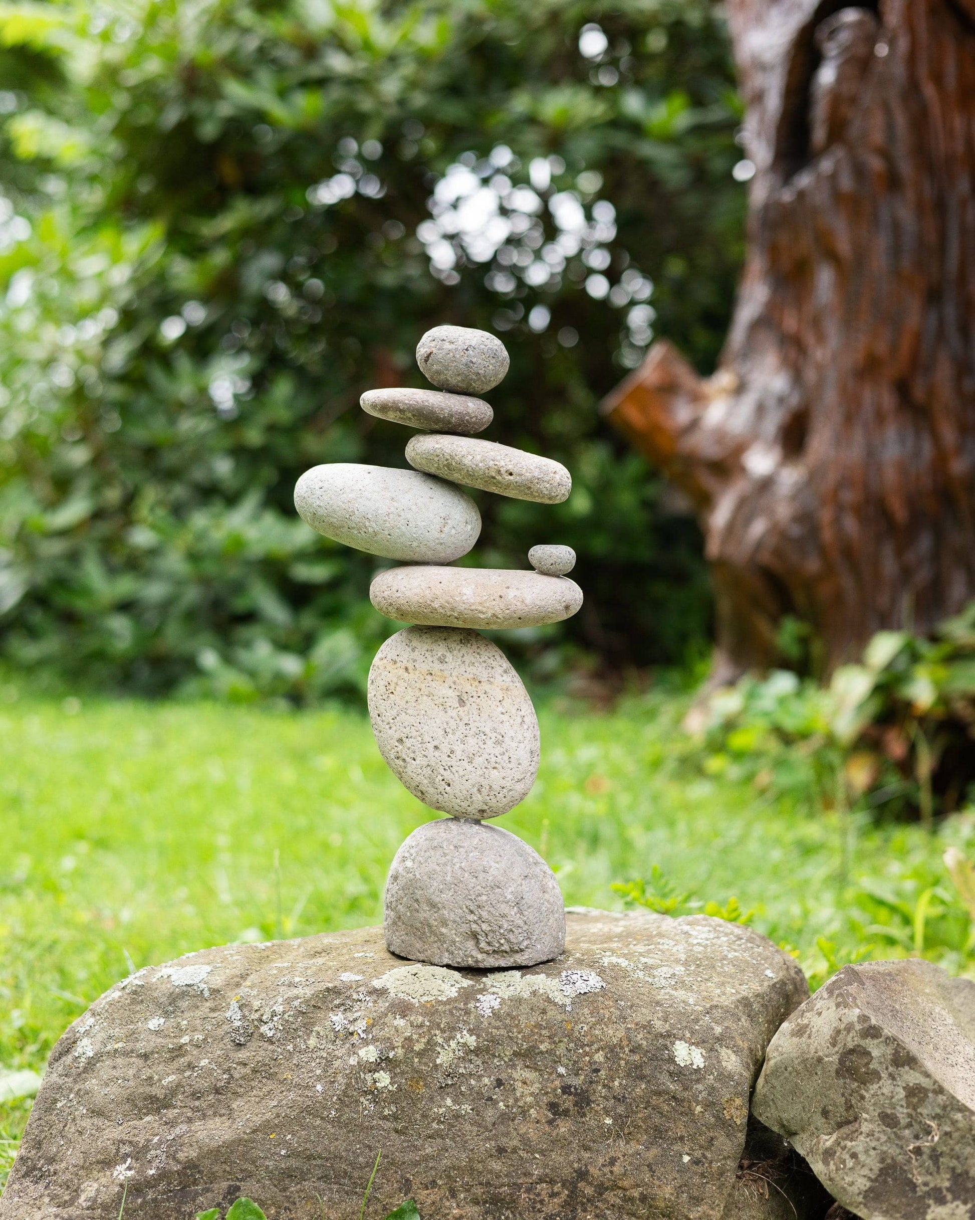 Happy Gardens - 8 Stone Cairn Garden Statue