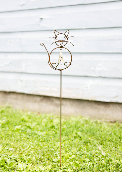 Happy Gardens - Cat with Bell Garden Stake