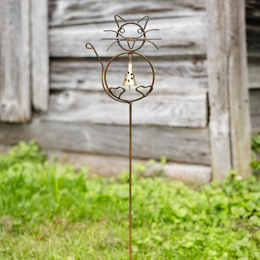 Happy Gardens - Cat with Bell Garden Stake