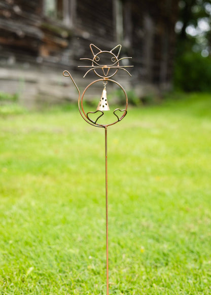 Happy Gardens - Cat with Bell Garden Stake