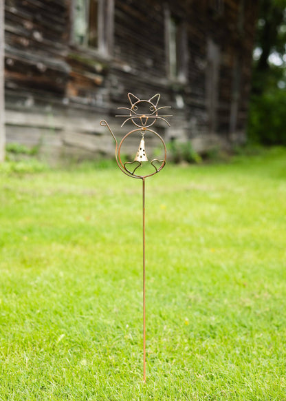 Happy Gardens - Cat with Bell Garden Stake