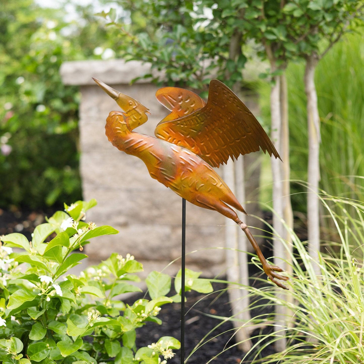 Happy Gardens - Heron Copper Garden Stake