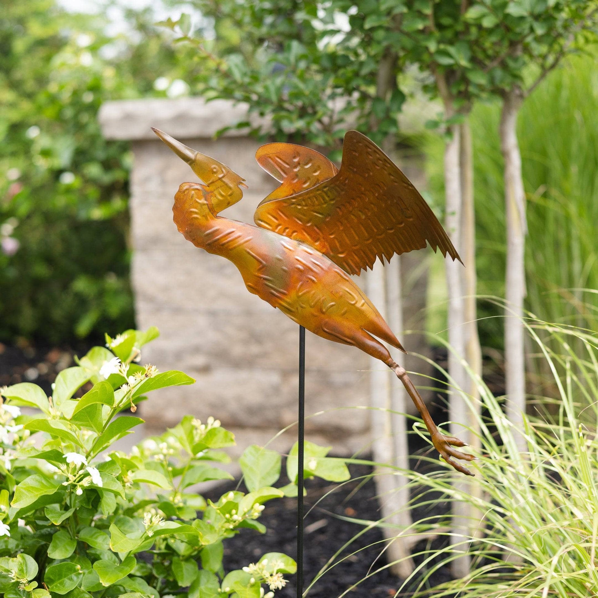 Happy Gardens - Heron Copper Garden Stake