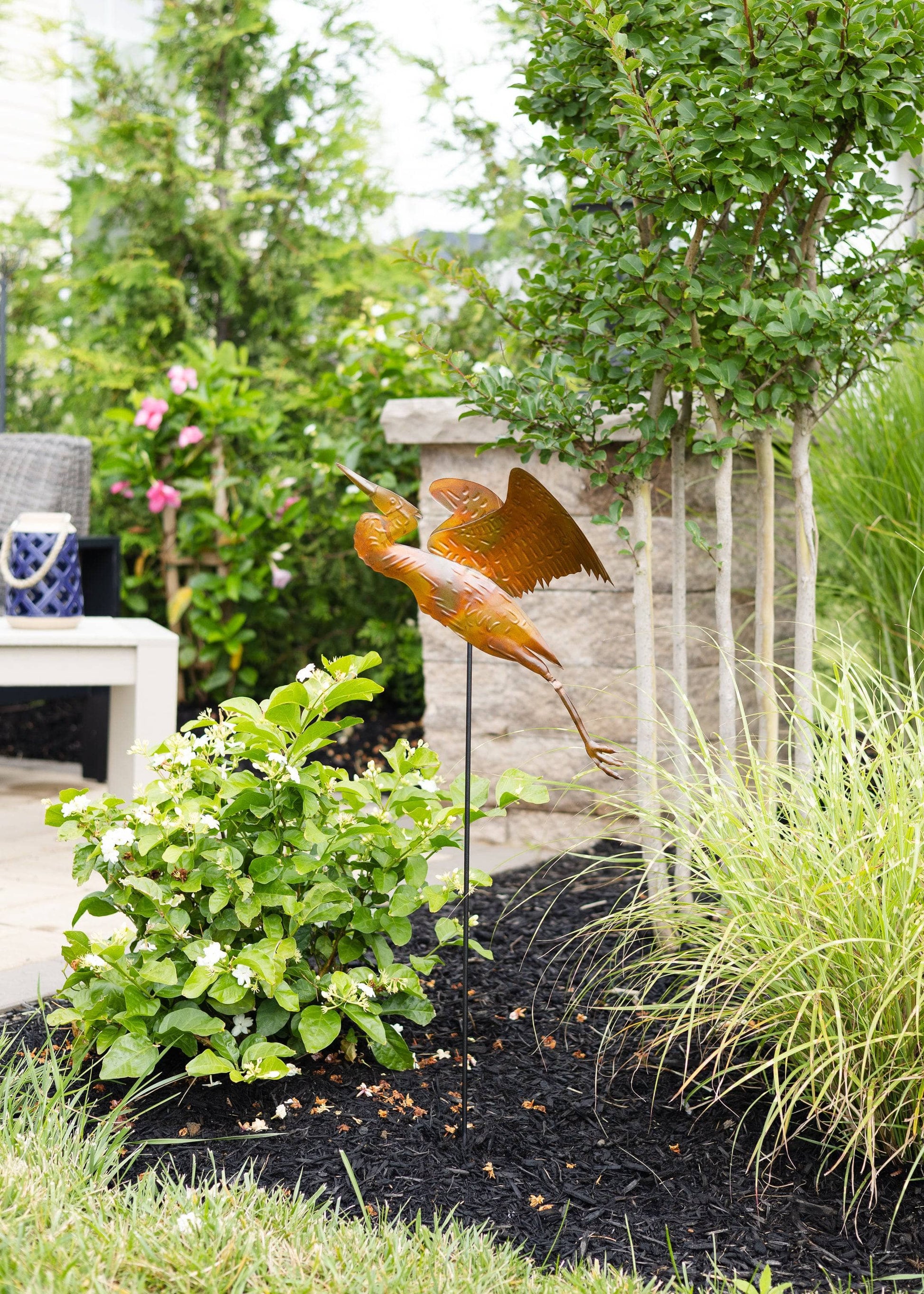 Happy Gardens - Heron Copper Garden Stake
