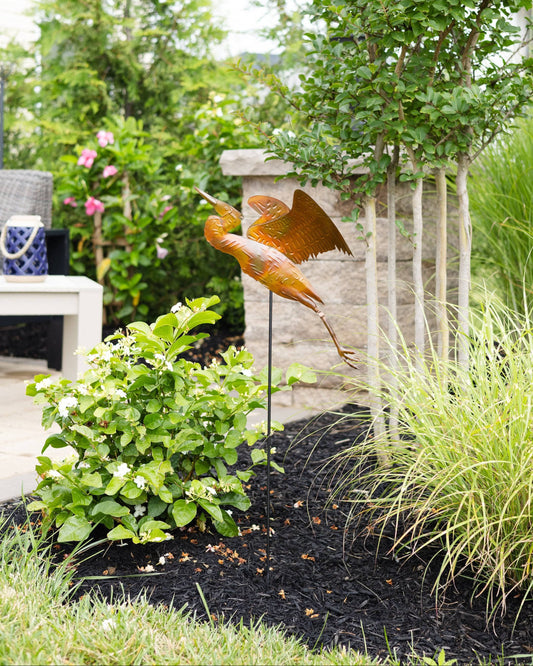Happy Gardens - Heron Copper Garden Stake