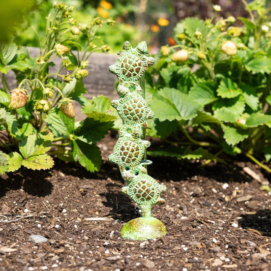 Happy Gardens - Cast Brass Turtle Rain Gauge