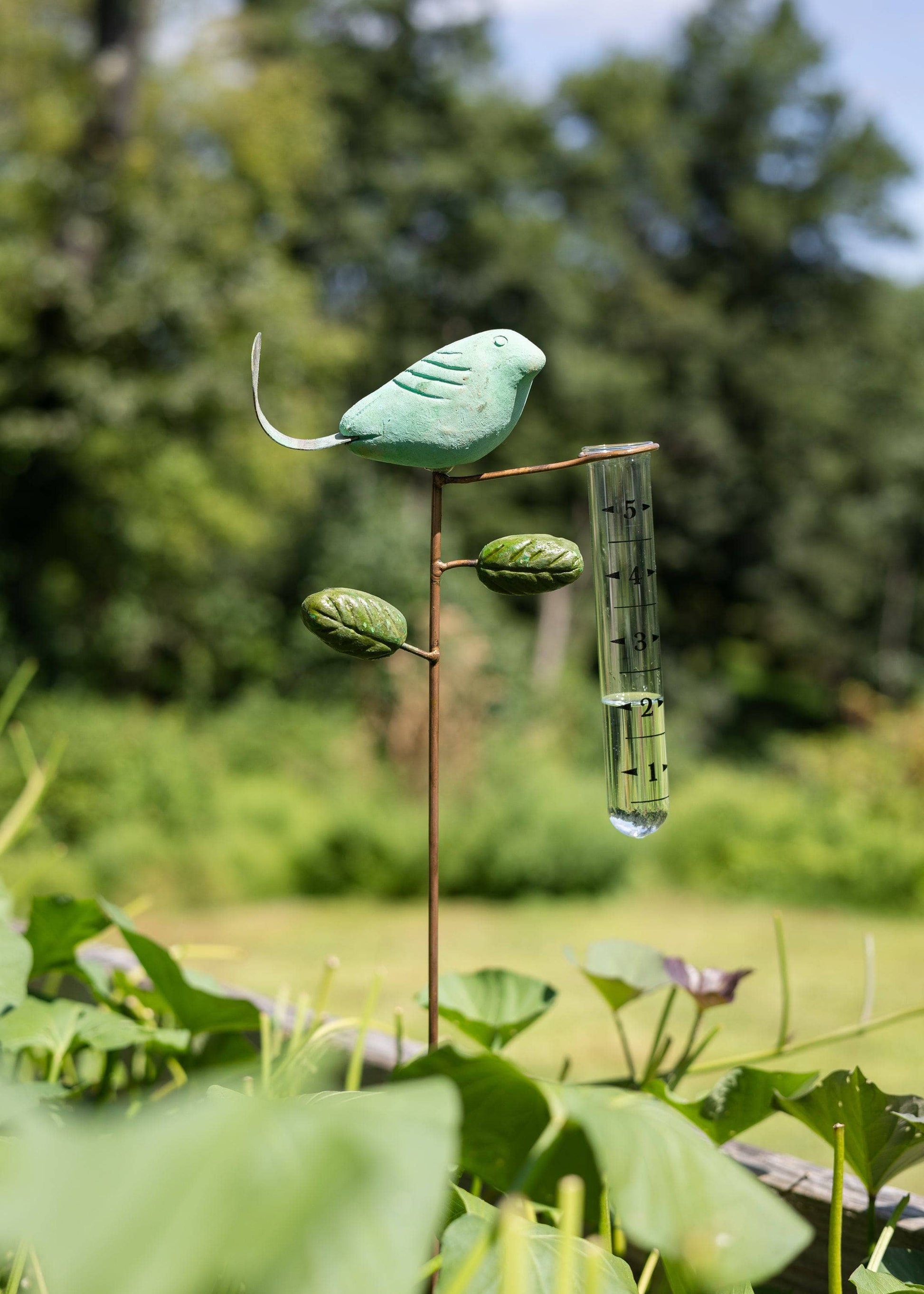 Happy Gardens - Teal Bird Rain Gauge