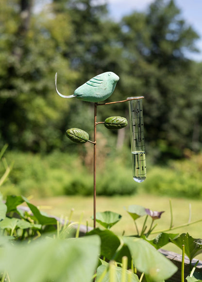 Happy Gardens - Teal Bird Rain Gauge