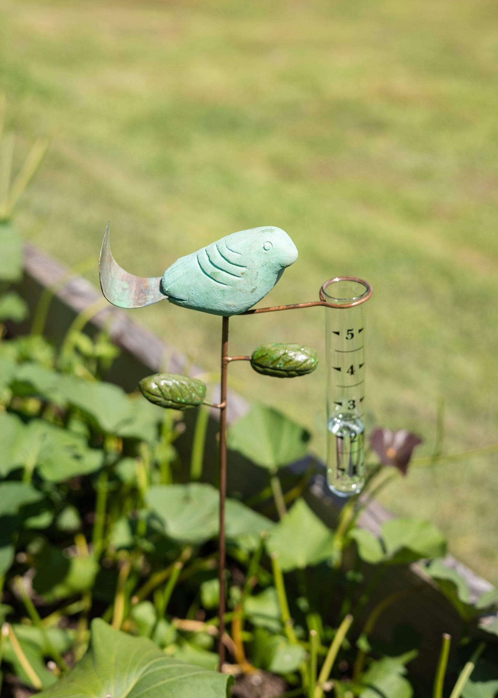 Happy Gardens - Teal Bird Rain Gauge
