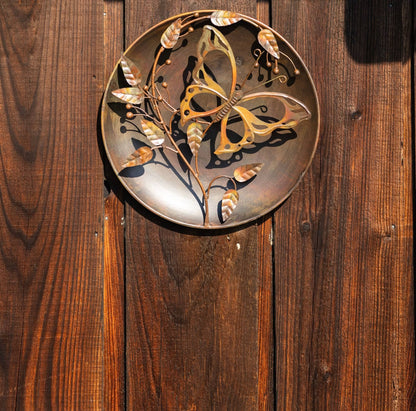 Happy Gardens - Butterfly on Branch Raised Wall Decor Disc