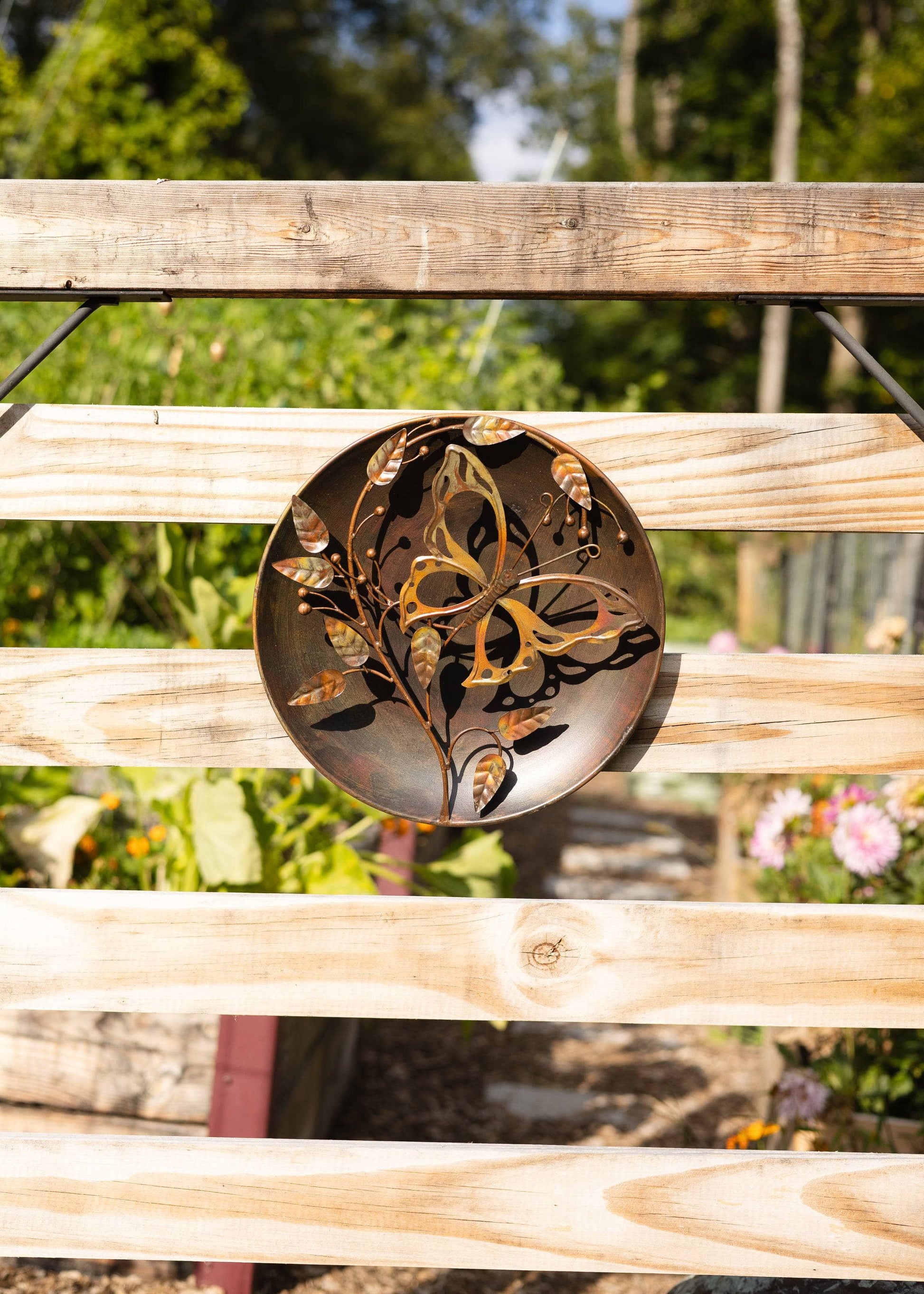 Happy Gardens - Butterfly on Branch Raised Wall Decor Disc