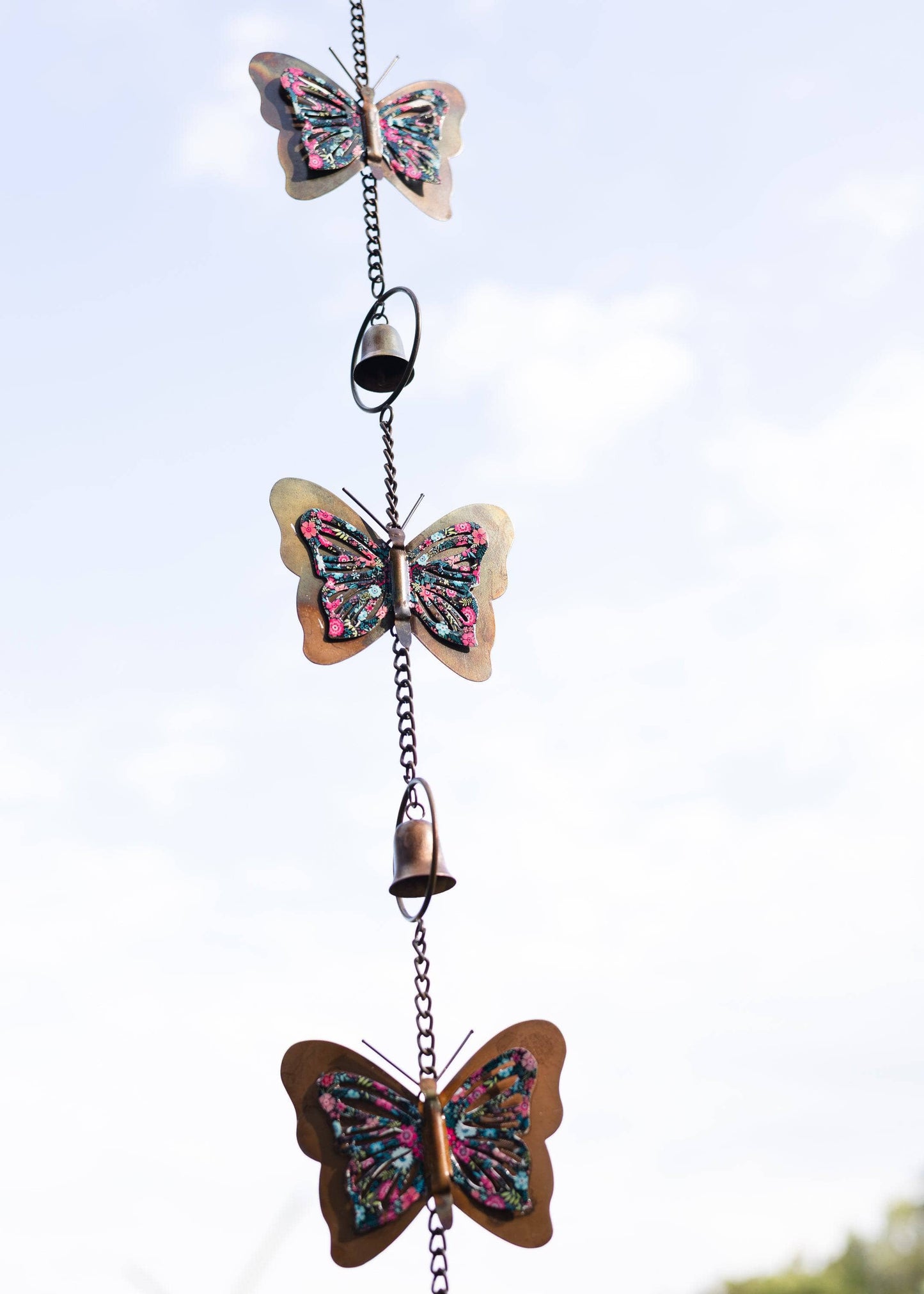 Triple Floral Butterfly Hanging Ornament