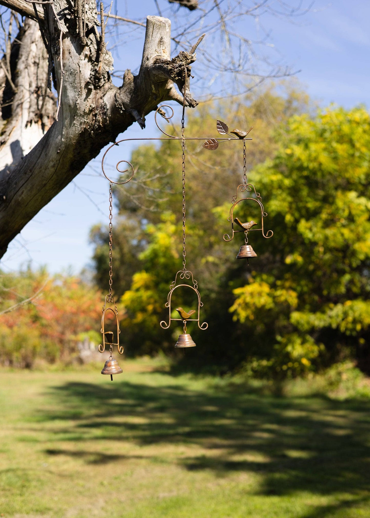 Triple Birds on Swings Wind Chime - Happy Gardens
