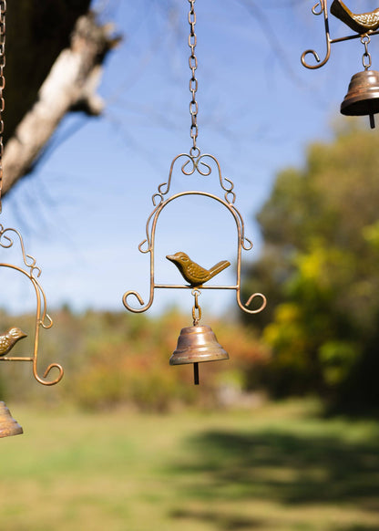 Triple Birds on Swings Wind Chime - Happy Gardens