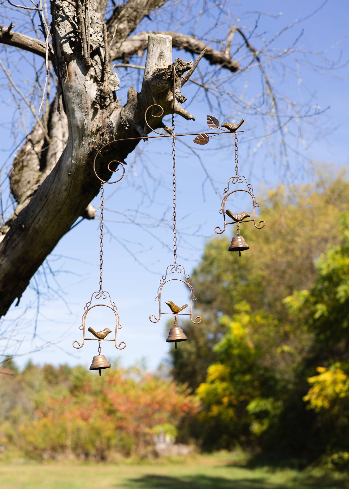Triple Birds on Swings Wind Chime - Happy Gardens