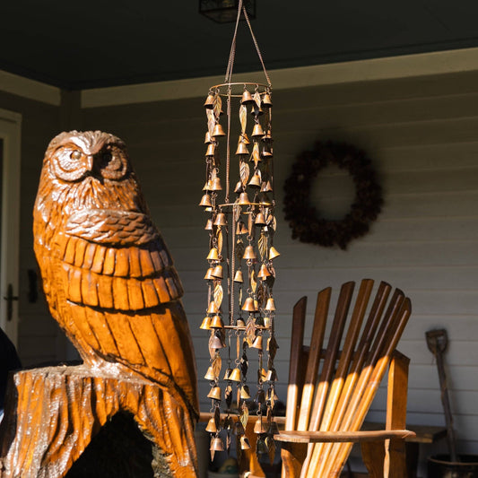 Triple Tiered Bells and Leaves Wind Chime - Happy Gardens