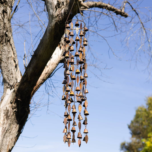 Triple Tiered Bells and Leaves Wind Chime - Happy Gardens
