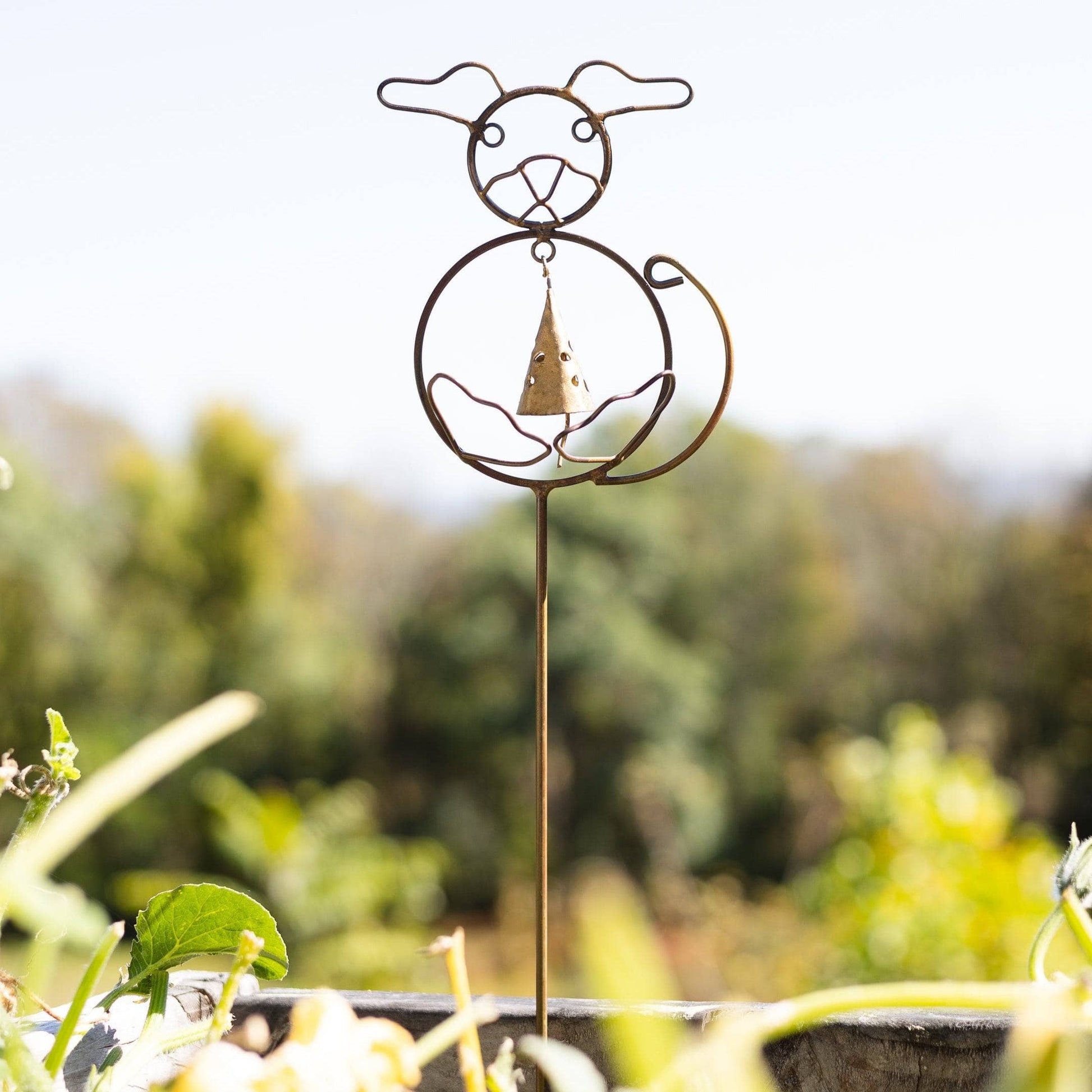 Happy Gardens - Dog with Bell Garden Stake