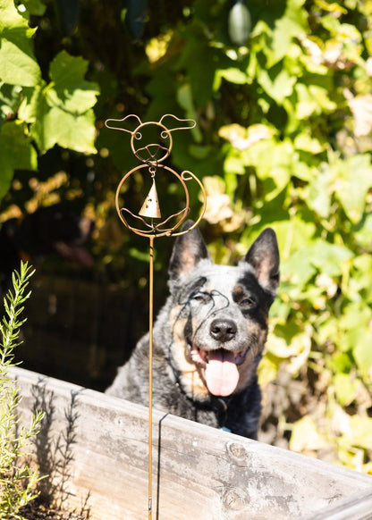 Happy Gardens - Dog with Bell Garden Stake