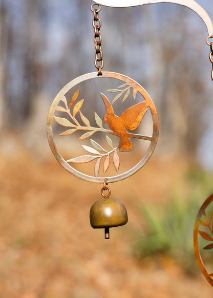 Birds on Scroll Hanging Wind Chime - Happy Gardens