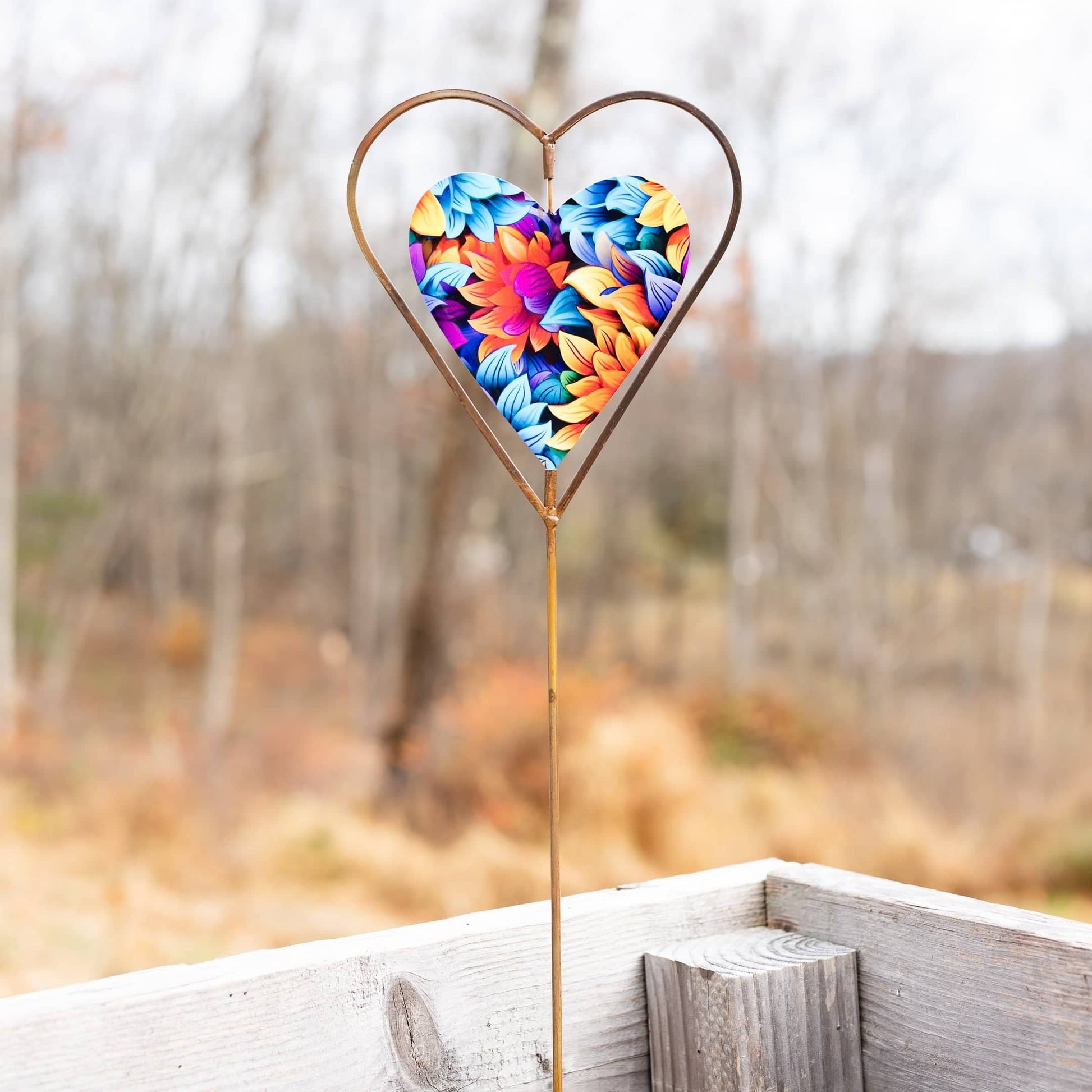 Floral Heart Disc Garden Stake - Happy Gardens