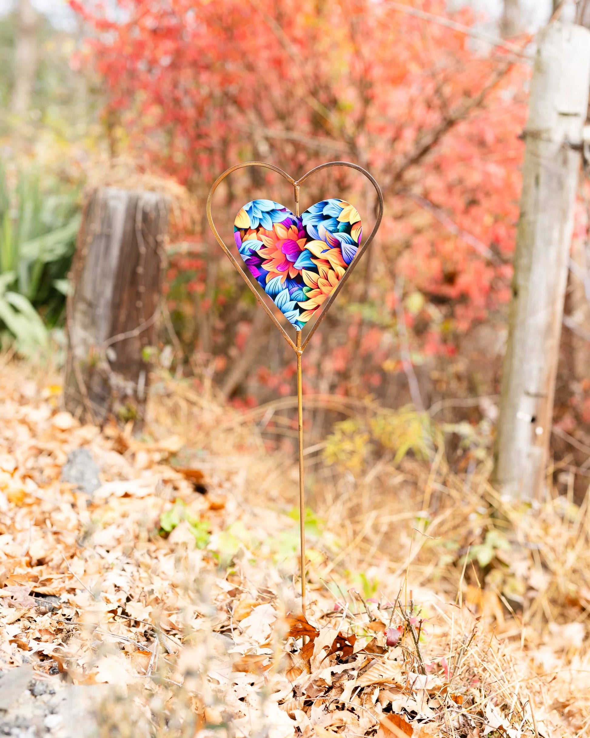 Floral Heart Disc Garden Stake - Happy Gardens