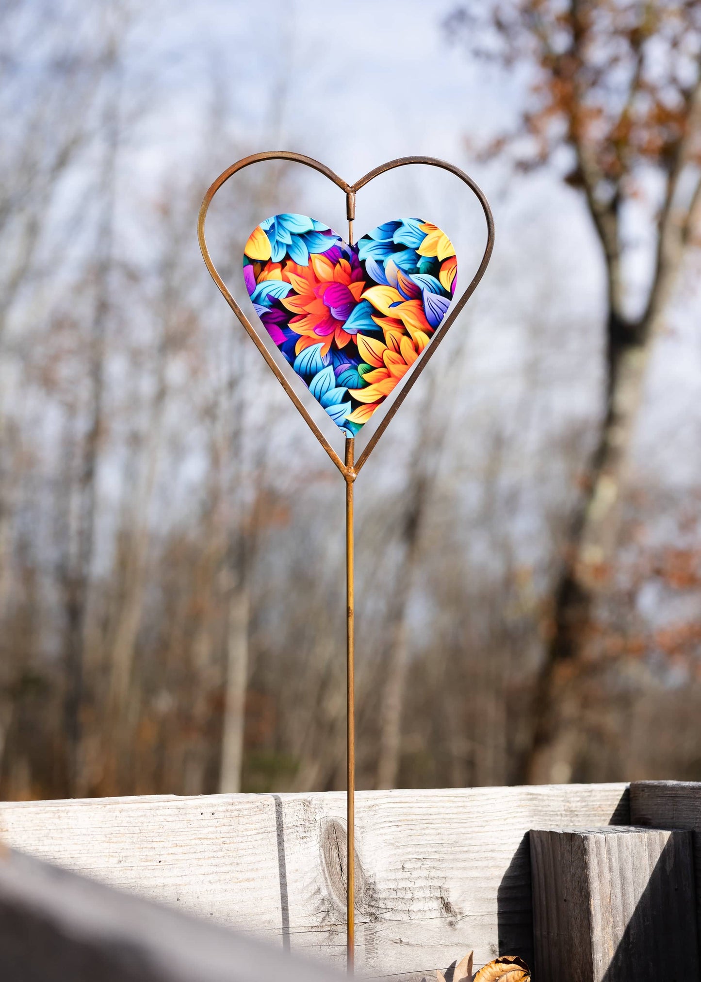 Floral Heart Disc Garden Stake - Happy Gardens