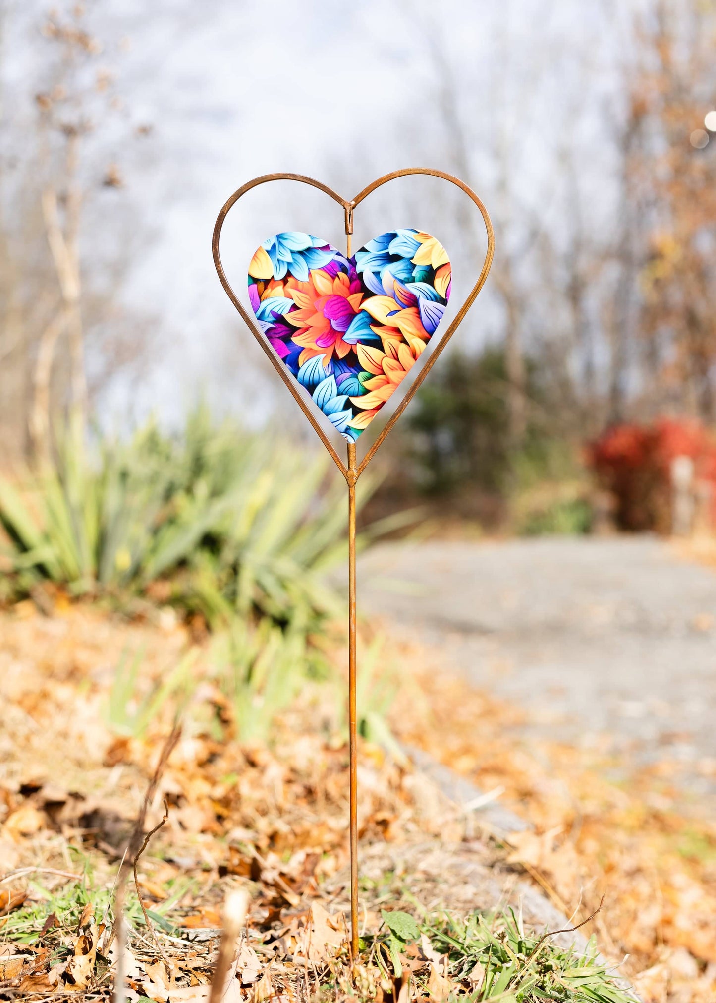 Floral Heart Disc Garden Stake - Happy Gardens