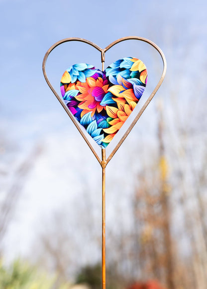 Floral Heart Disc Garden Stake - Happy Gardens