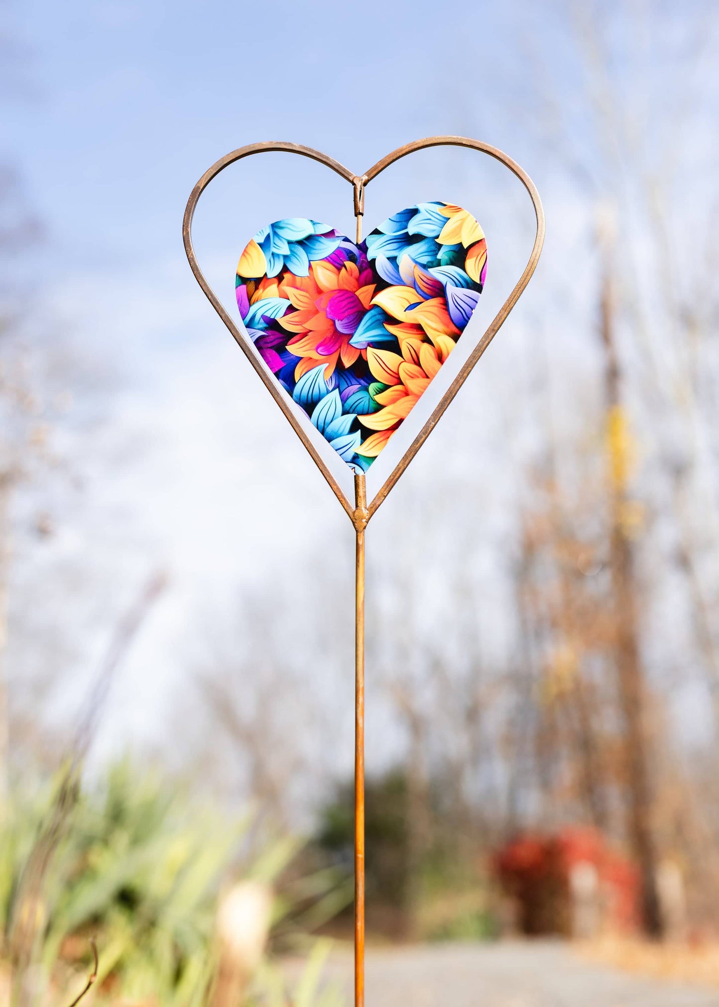 Floral Heart Disc Garden Stake - Happy Gardens