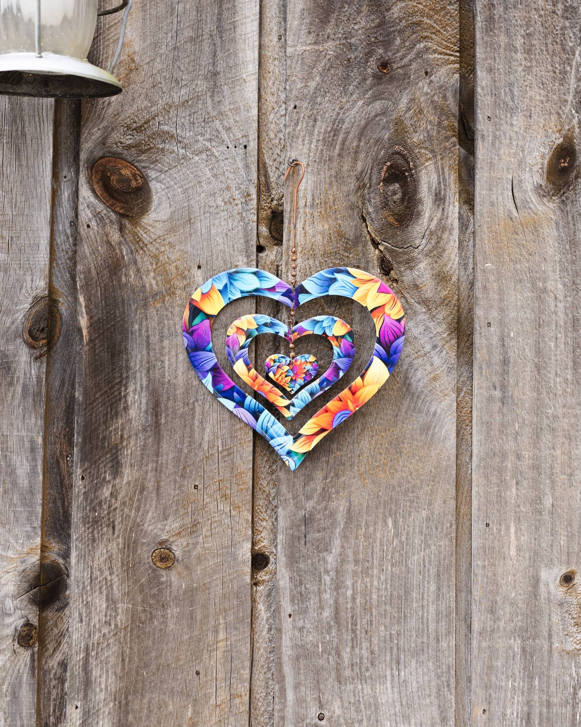Triple Spinning Heart Multicolor Ornament - Happy Gardens