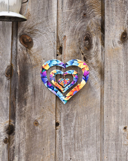Triple Spinning Heart Multicolor Ornament - Happy Gardens