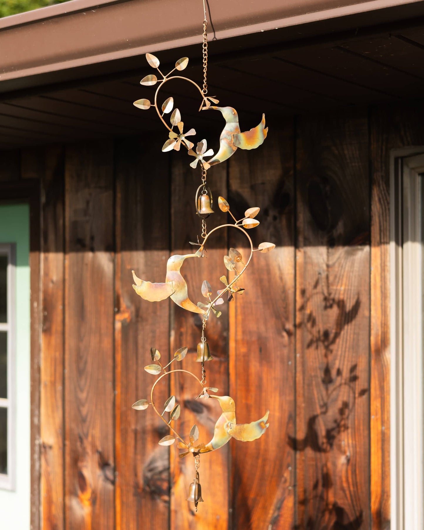 Hummingbird Hearts With Bells Hanging Ornament-Ornaments-Happy Gardens