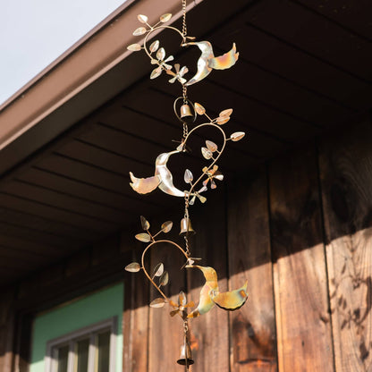 Hummingbird Hearts With Bells Hanging Ornament-Ornaments-Happy Gardens