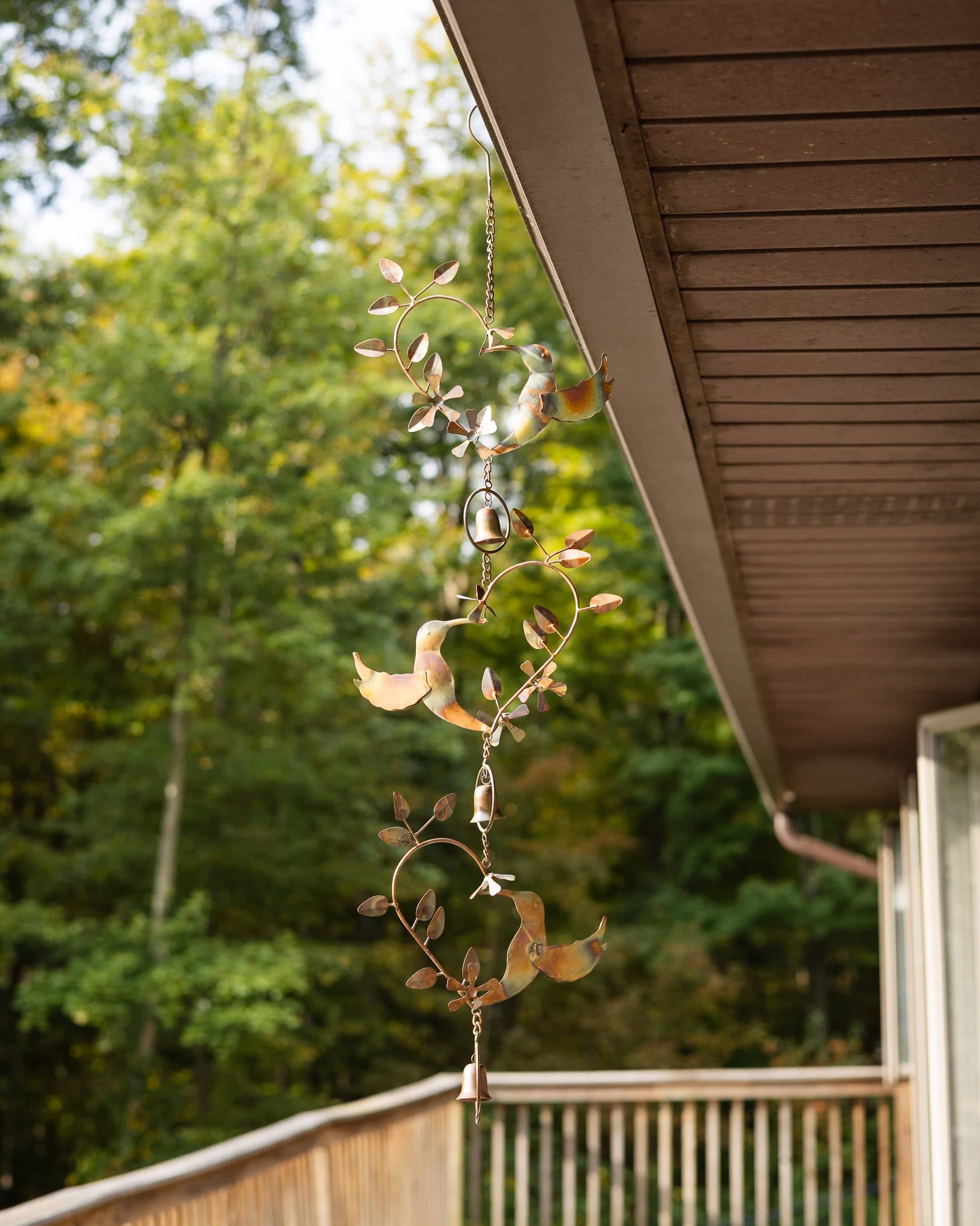 Hummingbird Hearts With Bells Hanging Ornament-Ornaments-Happy Gardens