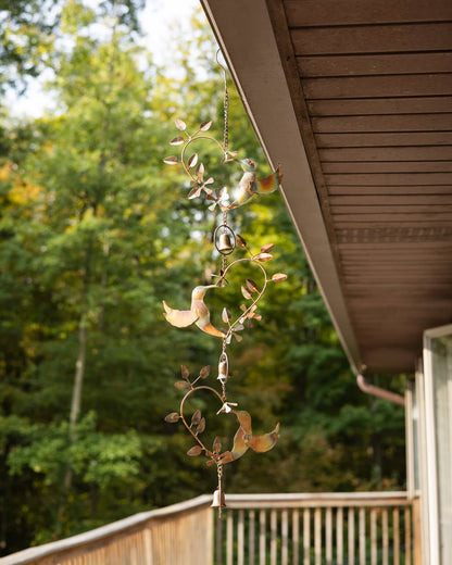 Hummingbird Hearts With Bells Hanging Ornament-Ornaments-Happy Gardens