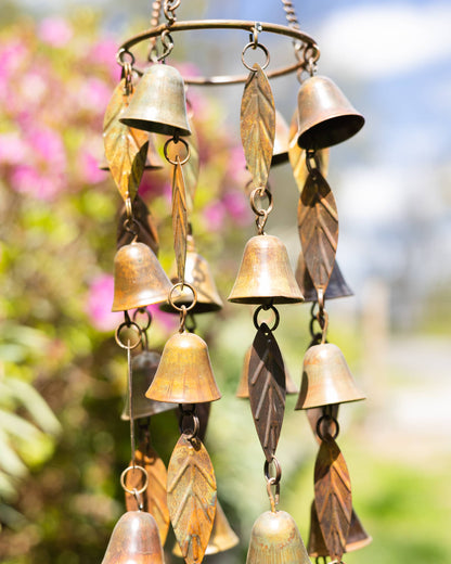Single Tiered Bells and Leaves Wind Chime - Happy Gardens