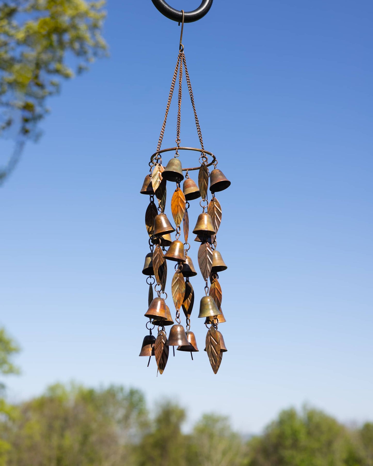 Single Tiered Bells and Leaves Wind Chime - Happy Gardens