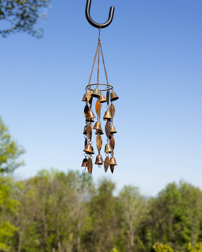 Single Tiered Bells and Leaves Wind Chime - Happy Gardens