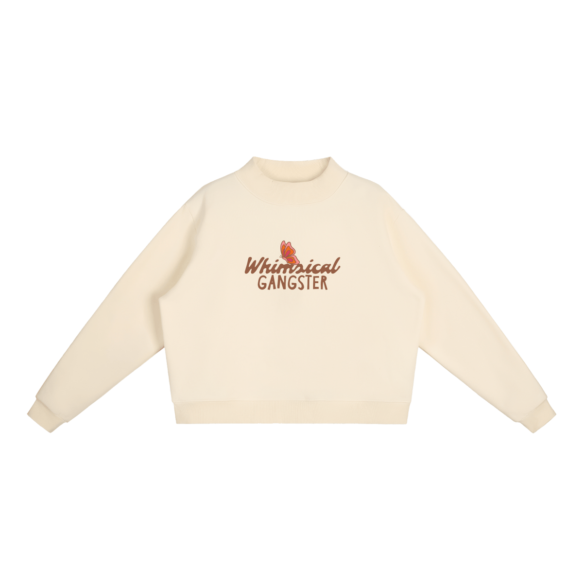 Whimsical Gangster Essential Fleece Mock-Neck Crew Sweatshirt