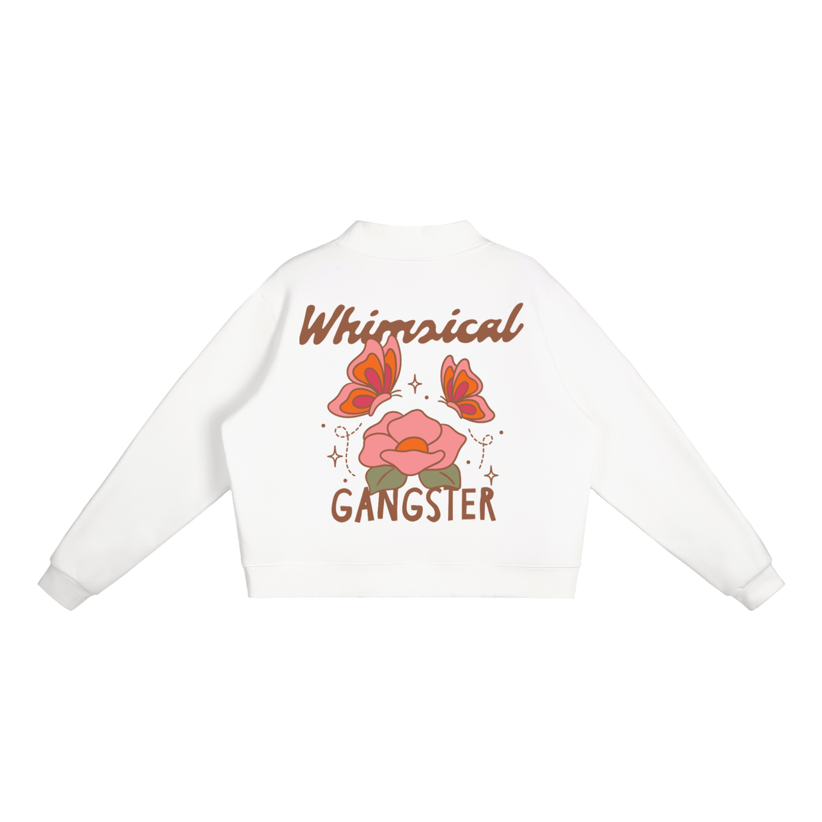 Whimsical Gangster Essential Fleece Mock-Neck Crew Sweatshirt
