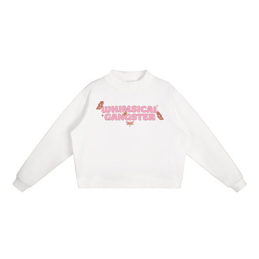Whimsical Gangster Essential Fleece Mock-Neck Crew Sweatshirt