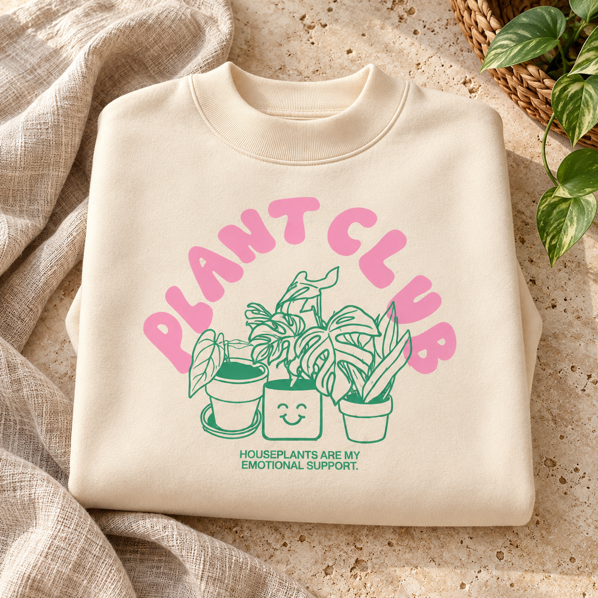 Plant Club - Essential Fleece Mock-Neck Crew Sweatshirt