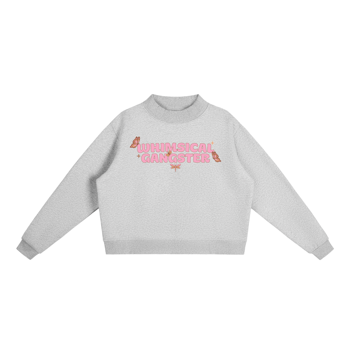 Whimsical Gangster Essential Fleece Mock-Neck Crew Sweatshirt