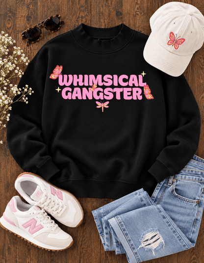 Whimsical Gangster Essential Fleece Mock-Neck Crew Sweatshirt