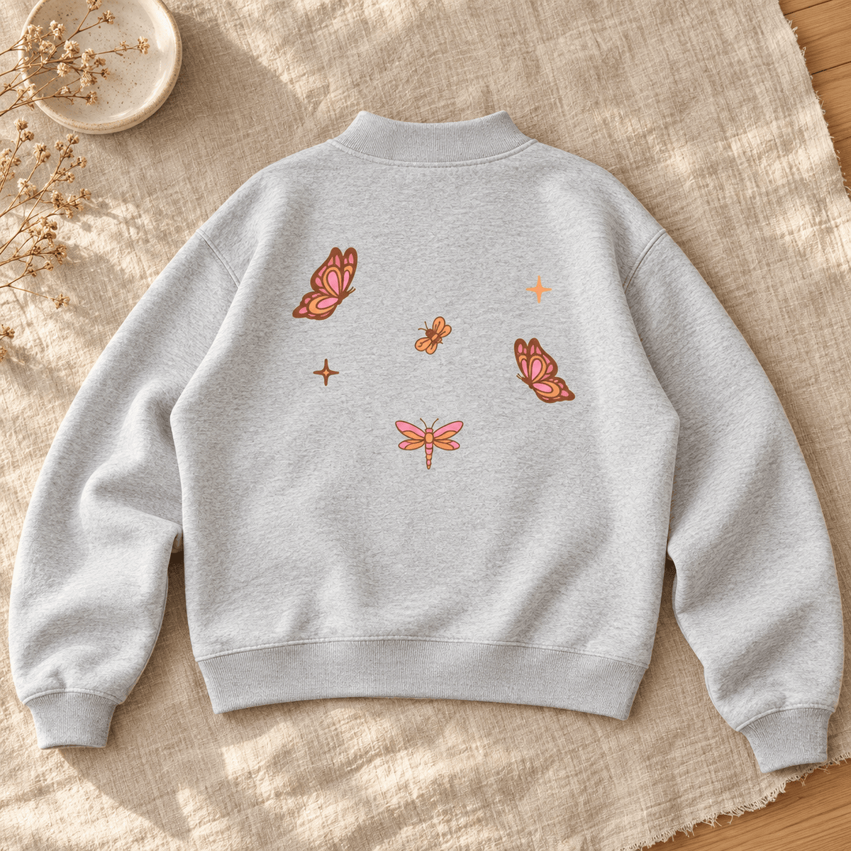 Whimsical Gangster Essential Fleece Mock-Neck Crew Sweatshirt