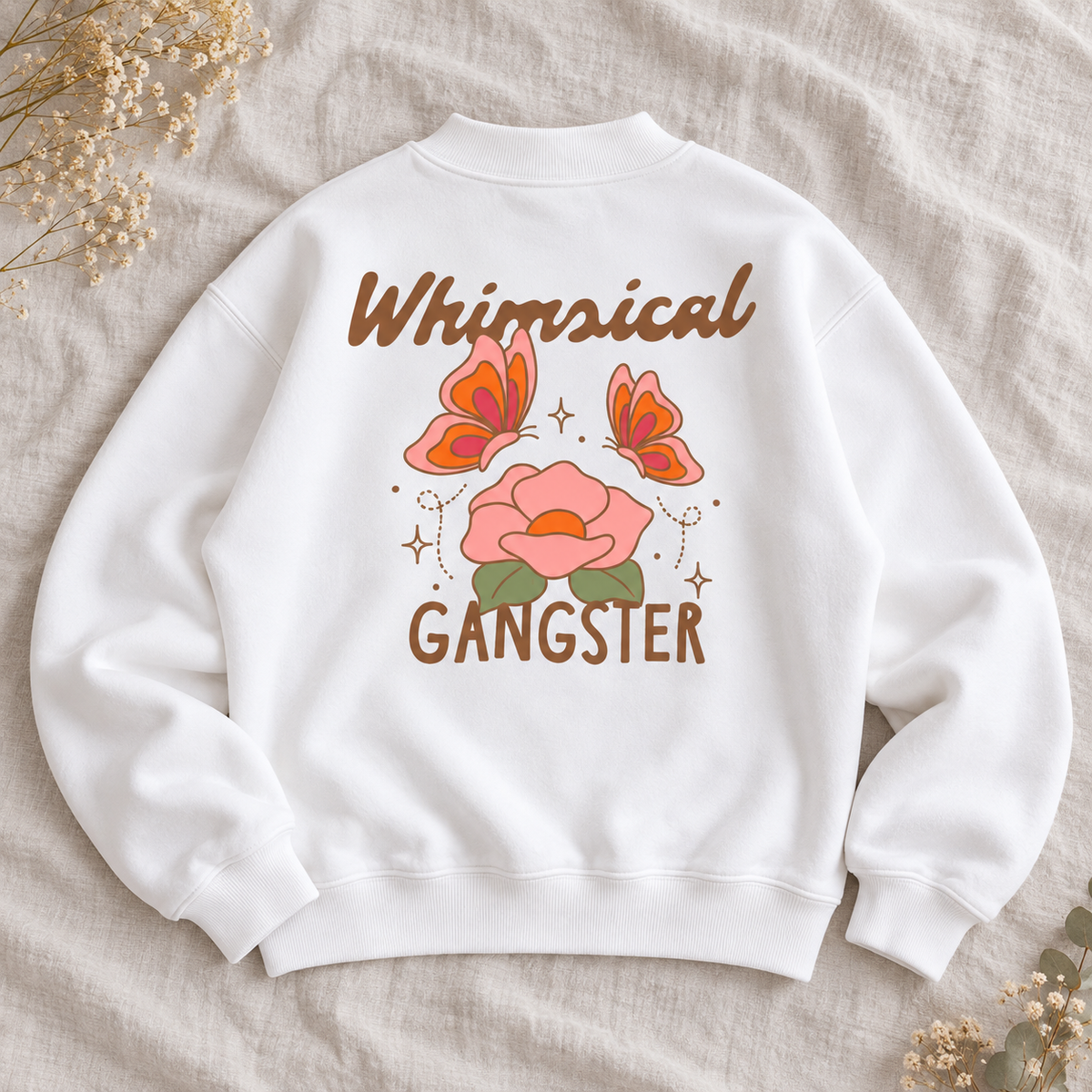 Whimsical Gangster Essential Fleece Mock-Neck Crew Sweatshirt