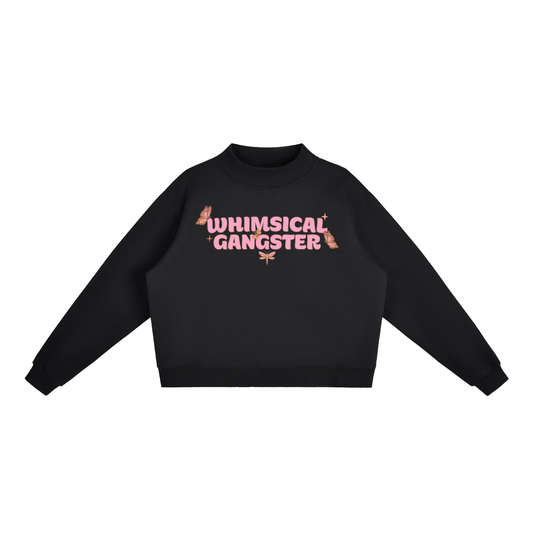 Whimsical Gangster Essential Fleece Mock-Neck Crew Sweatshirt